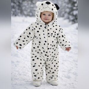 Spotted White and Black Bear Kids One Piece Bodysuit